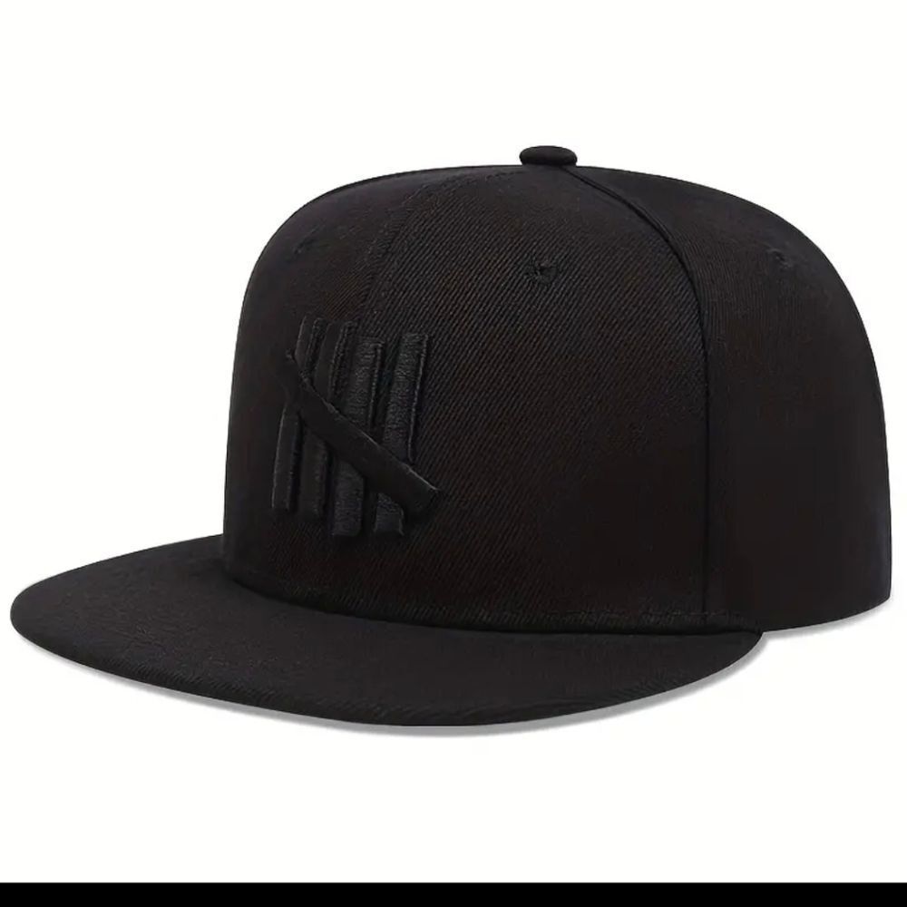 Unisex Sunshade Five-stripe Casual Baseball Cap Outdoor Sport Black on Black